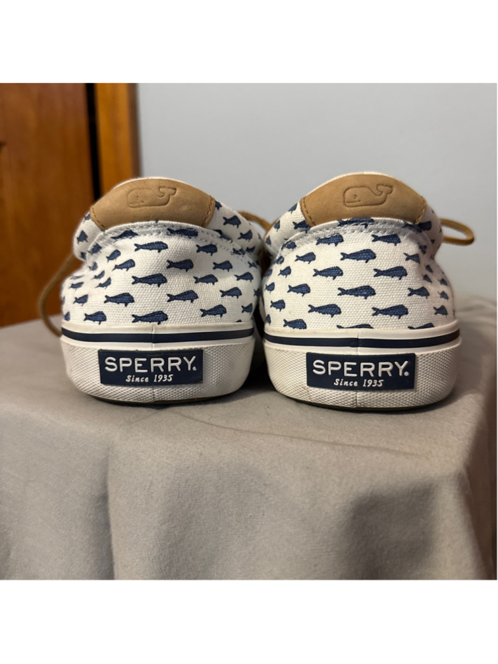 Men's Sperry x Vineyard Vines Boat Shoes Size 12 White Blue Mahi Print - Picture 5 of 5